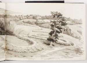 インクやグラファイトで描いた絵と水彩画のスケッチブック 作： Adela Breton
