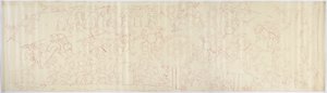 メキシコ、チチェン・イッツァ、ジャガーの上部神殿、西壁の壁画のトレース（赤インク 作： Adela Breton
