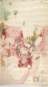メキシコ、チチェン・イッツァ、ジャガーの上部神殿、東壁の壁画のトレース
 (水彩・ボディカラー) 作： Adela Breton