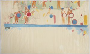 メキシコ、チチェン・イッツァ、ジャガーの上部寺院、南東の壁、内室からの壁画 作： Adela Breton