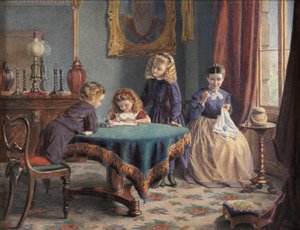 彼女の最初の手紙 (水彩) 作： Adelaide Agnes Maguire