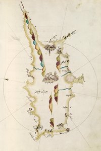 ピリ・レイス提督（1465-1470 - 1553-1554）が作成したポルトラーノ地図からのキプロス島の図。 作： Admiral Piri Reis