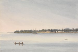 フォート・ルパート、ビーバー・ハーバー、バンクーバー島、1851年7月23日［カナダ］」。 作： Admiral Sir Edward Gennys Fanshawe