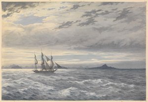 HMS「ダフネ」、ホーン岬沖、1852年5月28日（水彩画）