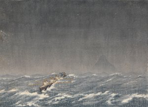 スコールの中の外洋停泊地、マサトラン［メキシコ］、1850年8月22日午前8時。..."クエリ、船への道はどっちだ？ 作： Admiral Sir Edward Gennys Fanshawe