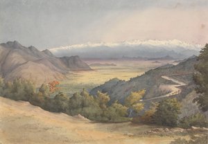 プラド広場から見たチリのサンティアゴ平野、1851年7月7日 作： Admiral Sir Edward Gennys Fanshawe