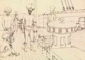 Seru [Seru Epenisa Cakobau（Thakombau）]、船上、Masomalua（帽子の中）、1849年10月［フィジー］