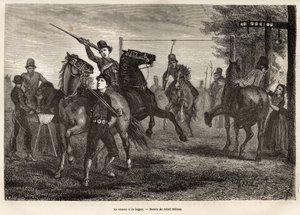 ニユーランドのリングまでのレースでは、若い騎手たちが競い合い、木の槍を武器に、リングを吊り下げられているガントリーから取り外すと、馬は疾走し、最も不器用な人には、近くの看板に木のスプーンも吊り下げられていて、これを使うと 作： Adolf Alexander Dillens
