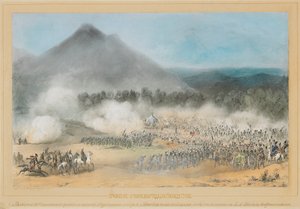 1854 年 6 月 4 日、グリアの国境にあるチョロキ川での戦い。 作： Adolf Charlemagne