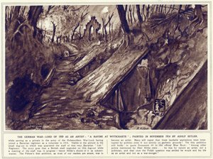 1914年11月に描かれ、『The Illustrated War News』に掲載されたワイツシャエテの渓谷。 作： Adolf Hitler