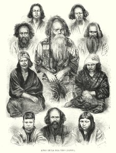 北日本のアイヌ民族（リトグラフ 作： Adolf Neumann