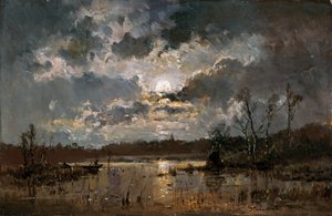 湖の月明かり 作： Adolf Stademann