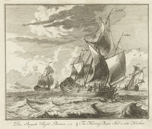ニシンのチューブが帰路につく、1725 年頃 Den Buysch Seyld Binnen / The Herring Busse Sail