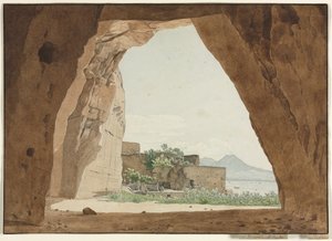ベスビオとナポリ湾の洞窟、1820年。 作： Adolf von Heydeck
