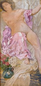 花を持つ女性 / バラを持つ裸の女性 作： Adolfo de Carolis