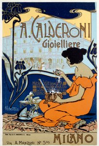 ミラノの宝飾店「カルデローニ」の広告ポスター、1920年頃 作： Adolfo Hohenstein