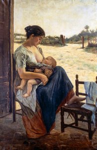 アドルフォ・トンマシー（1851-1933）作「マタニティ」、油彩・キャンバス 作： Adolfo Tommasi