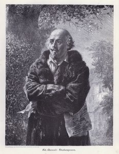 ウィリアム・シェイクスピア（イギリスの劇作家）（彫刻作品 作： Adolph Friedrich Erdmann von (after) Menzel