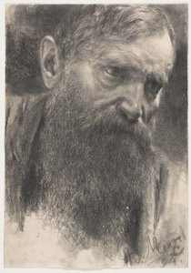 半分横顔のひげを生やした男の頭 作： Adolph Menzel