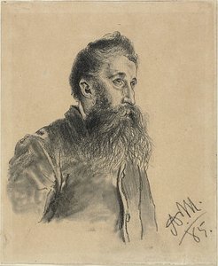 ひげを生やした男の肖像 作： Adolph Menzel