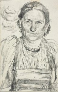 農民の女性の肖像 作： Adolph Menzel