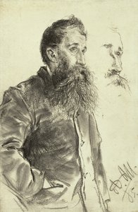 ひげを持つ男、ポケットに手を入れた男の研究、1885 作： Adolph Menzel