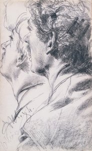 左側の横顔の若い男の頭、1884 作： Adolph Menzel