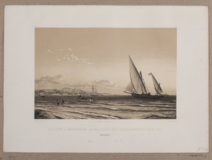 バック グラウンドでマルセイユ近くの海岸 Iff の島。 作： Johan Adolph Kittendorff
