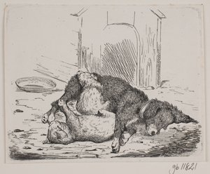 子犬とリード犬 作： Johan Adolph Kittendorff