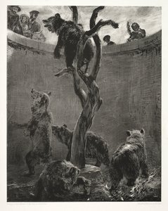 ブラシとスクレーパーを使った石のエッセイ：ベアピット、1851年。