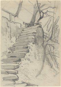 庭の石段の飛行 作： Adolph Menzel