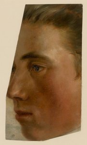 左向きに横顔を見せる男性の顔 作： Adolph Menzel