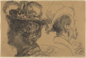 男性と女性の頭部 作： Adolph Menzel