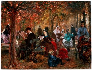 リュクサンブール公園でリュクサンブール公園の回想、1876。 作： Adolph Menzel