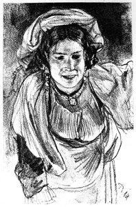イタリアの少女の研究、c1880-1882。 作： Adolph Menzel