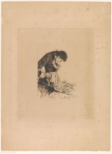 女性は新聞を読む 作： Adolph Menzel