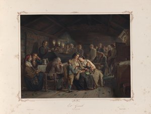 挿絵はTidemand, Adolph著「Norske Folkelivsbilleder」（Chr.I.C.発行）より引用。Tønsberg (Christiania, 1858) 作： Adolph Tidemand