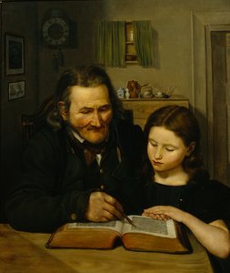 老人が少女に読書を教える 作： アドルフ・ティデマンド