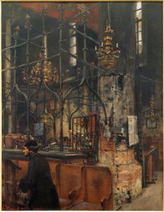 プラハの旧新シナゴーグの内部 作： Adolph Menzel