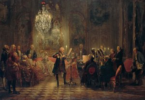Sanssouciでのフレデリック大王のフルートコンサート 作： Adolph Menzel