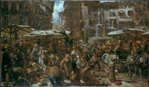 エルベ広場からヴェローナ 作： Adolph Menzel