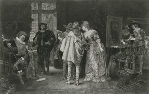 レンブラントのアトリエの目利きたち（「偉大な男性と有名な女性」からのイラスト）（リトグラフ 作： Adolphe Alexandre (after) Lesrel