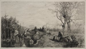 1867年のロシロンでの小川の岸。