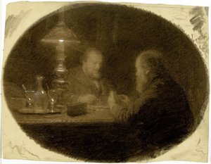 テーブルを囲む二人の友人 作： アドルフ・フェリックス・カルス