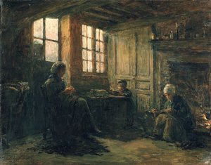女性のほつれリネン、オンフルール、1877 作： Adolphe Felix Cals