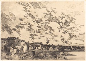 川沿いの村 作： Adolphe Hervier