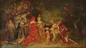 公園で集まる 作： Adolphe Joseph Thomas Monticelli