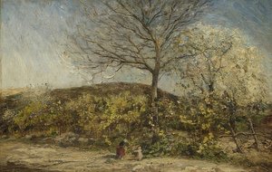 果樹園が咲く風景 作： Adolphe Joseph Thomas Monticelli