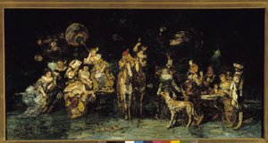 公園での夜の饗宴 作： Adolphe Joseph Thomas Monticelli