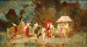 公園の風景 II, c.1870 作： Adolphe Joseph Thomas Monticelli